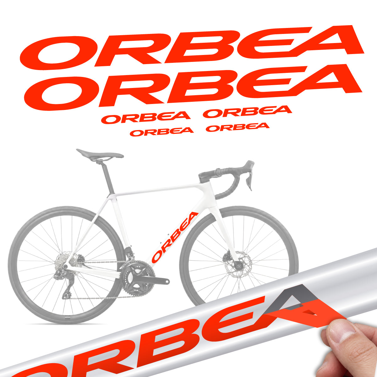 Compatible Stickers for Orbea Orca M30i 2026, Frame vinyl decals - Neon Red