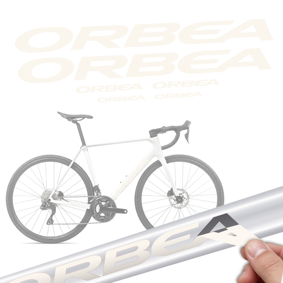 Compatible Stickers for Orbea Orca M30i 2026, Frame vinyl decals - Bone White