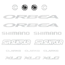 Load image into Gallery viewer, Decal Orbea, Shimano, SRSuntour, Clarks, XLC, frame, bike sticker vinyl
