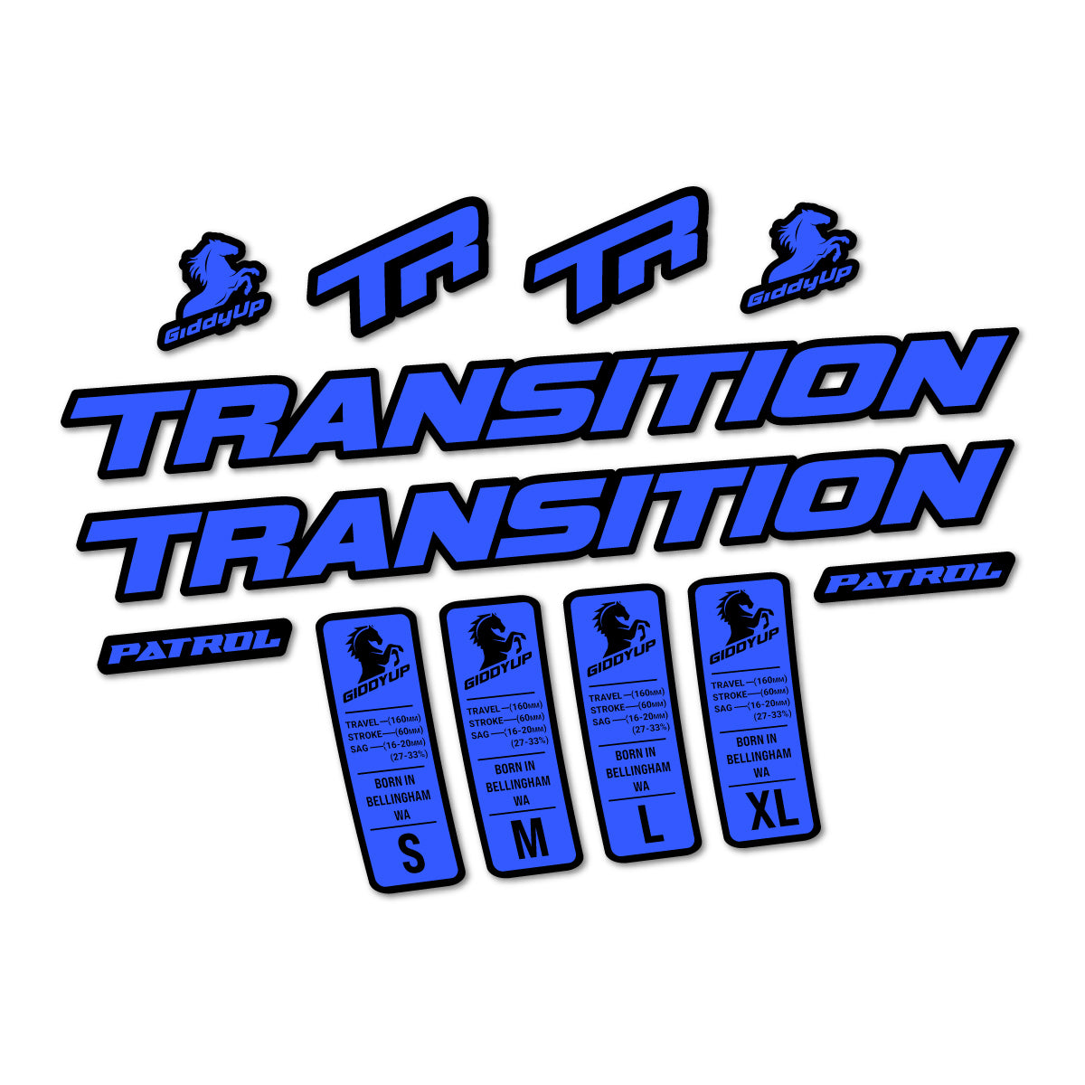 Compatible Stickers for Transition Patrol Alloy 2025-2026, Frame vinyl decals - Medium Blue