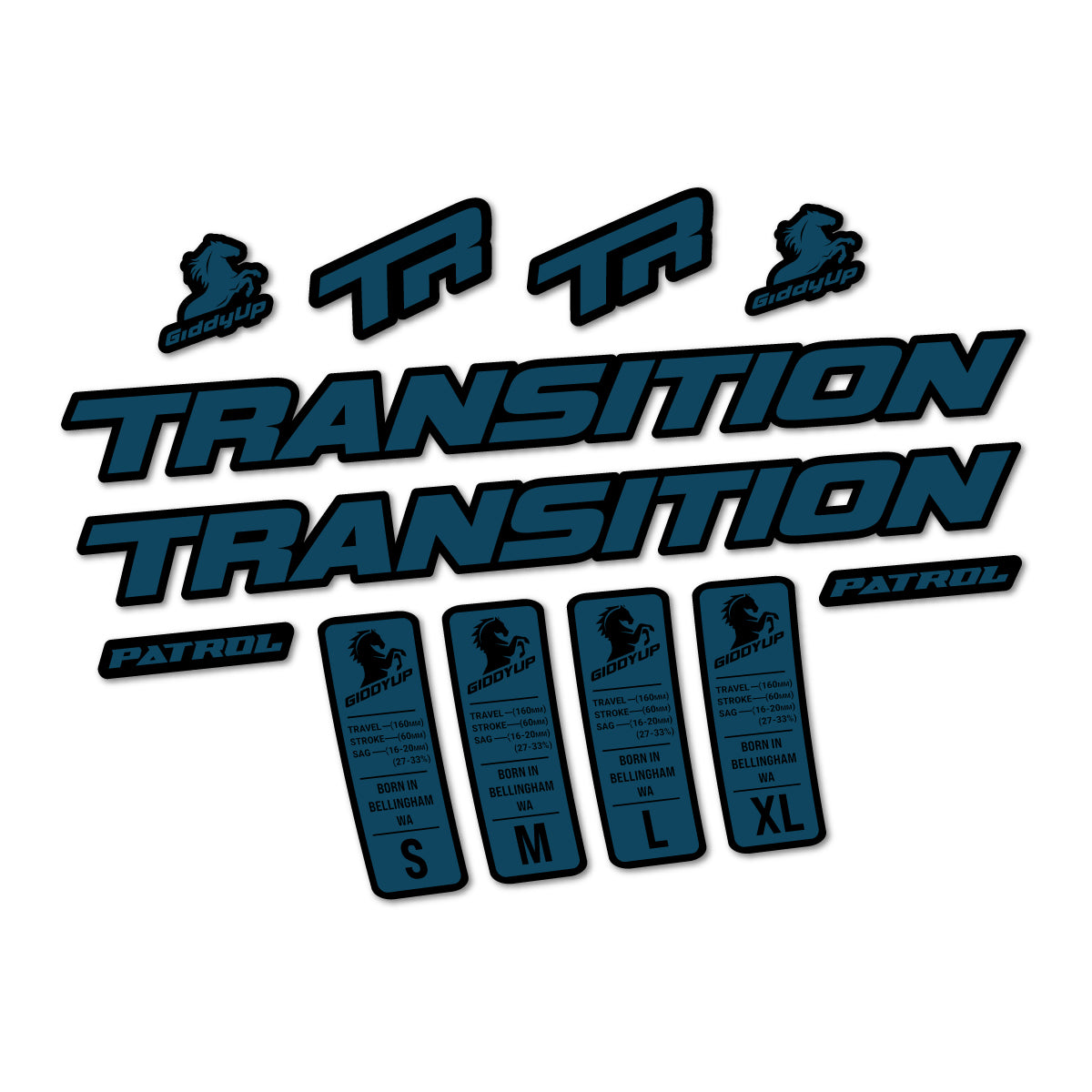 Compatible Stickers for Transition Patrol Alloy 2025-2026, Frame vinyl decals - Dark Lake