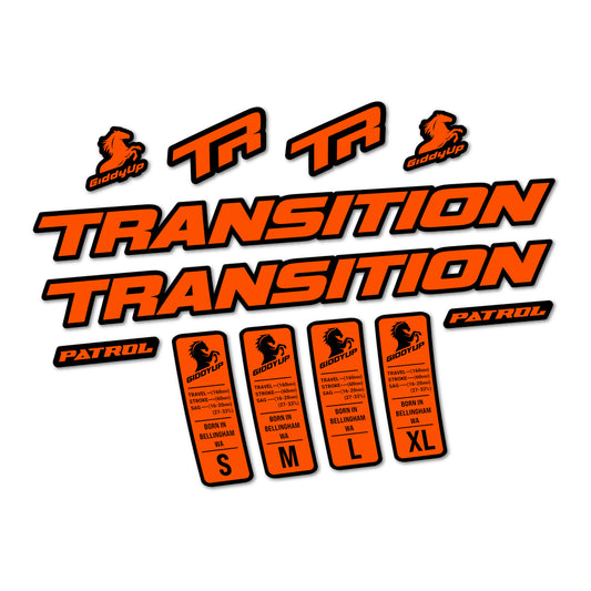 Orange decal for Transition Patrol Alloy 2025-2026 frame – bike sticker vinyl