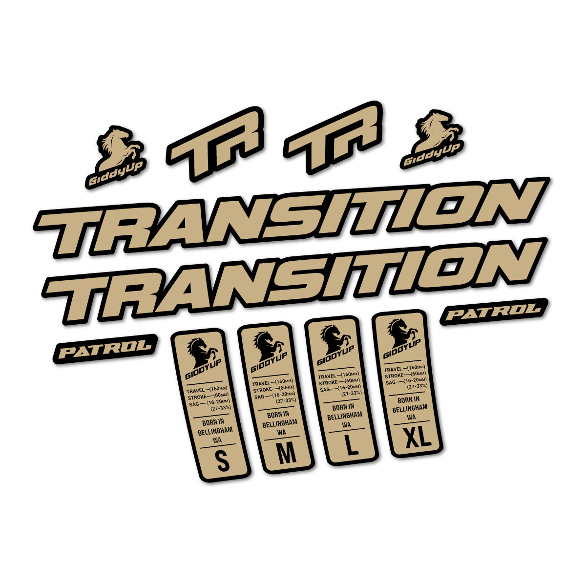Compatible Stickers for Transition Patrol Alloy 2025-2026, Frame vinyl decals - Sand