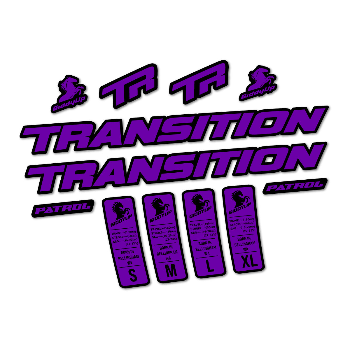 Compatible Stickers for Transition Patrol Alloy 2025-2026, Frame vinyl decals - Violet