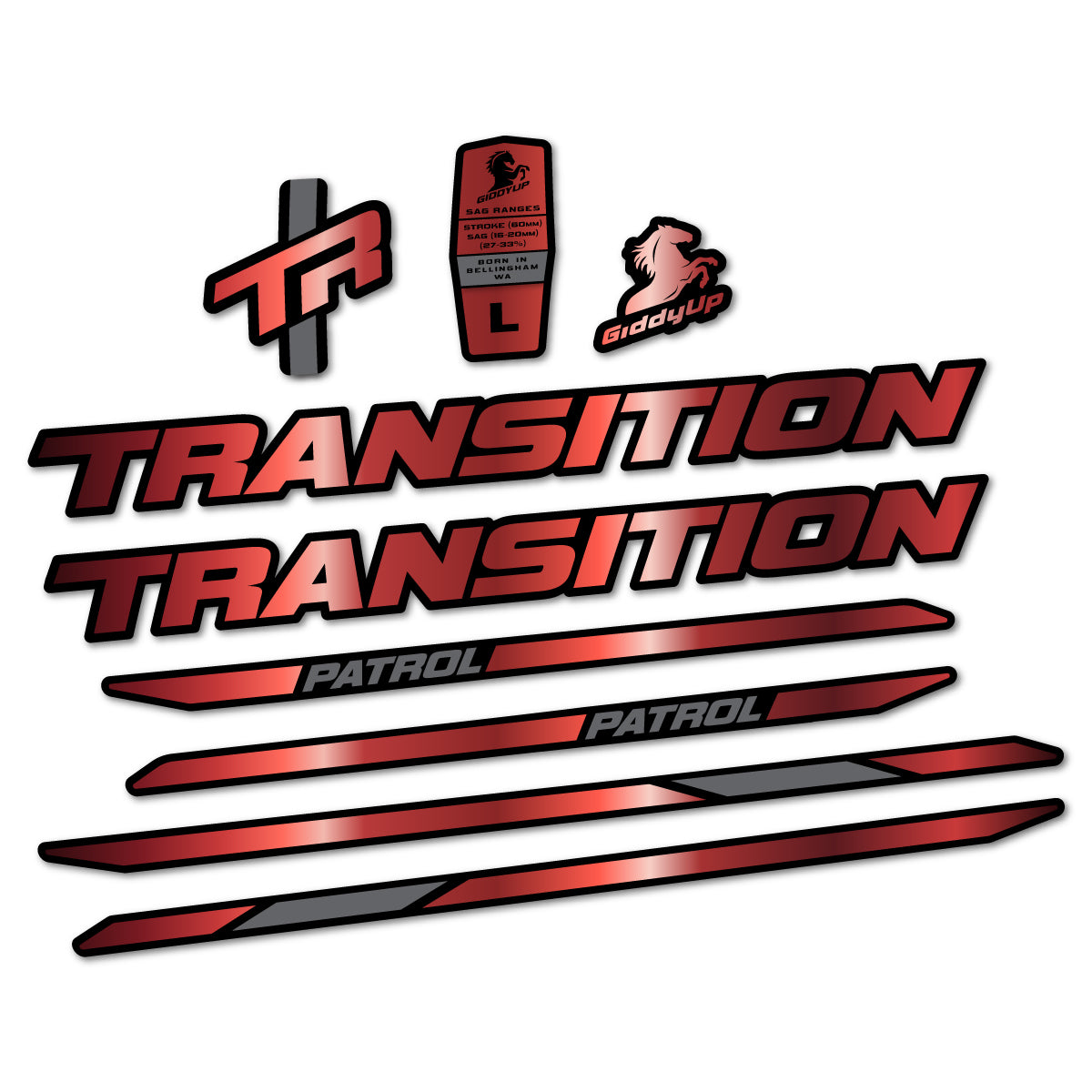 Stickers for Transition Patrol Carbon 2025–2026 frame, vinyl decals - Copper