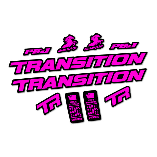 Fuchsia Neon decal for Transition PBJ 2026 frame – bike sticker vinyl
