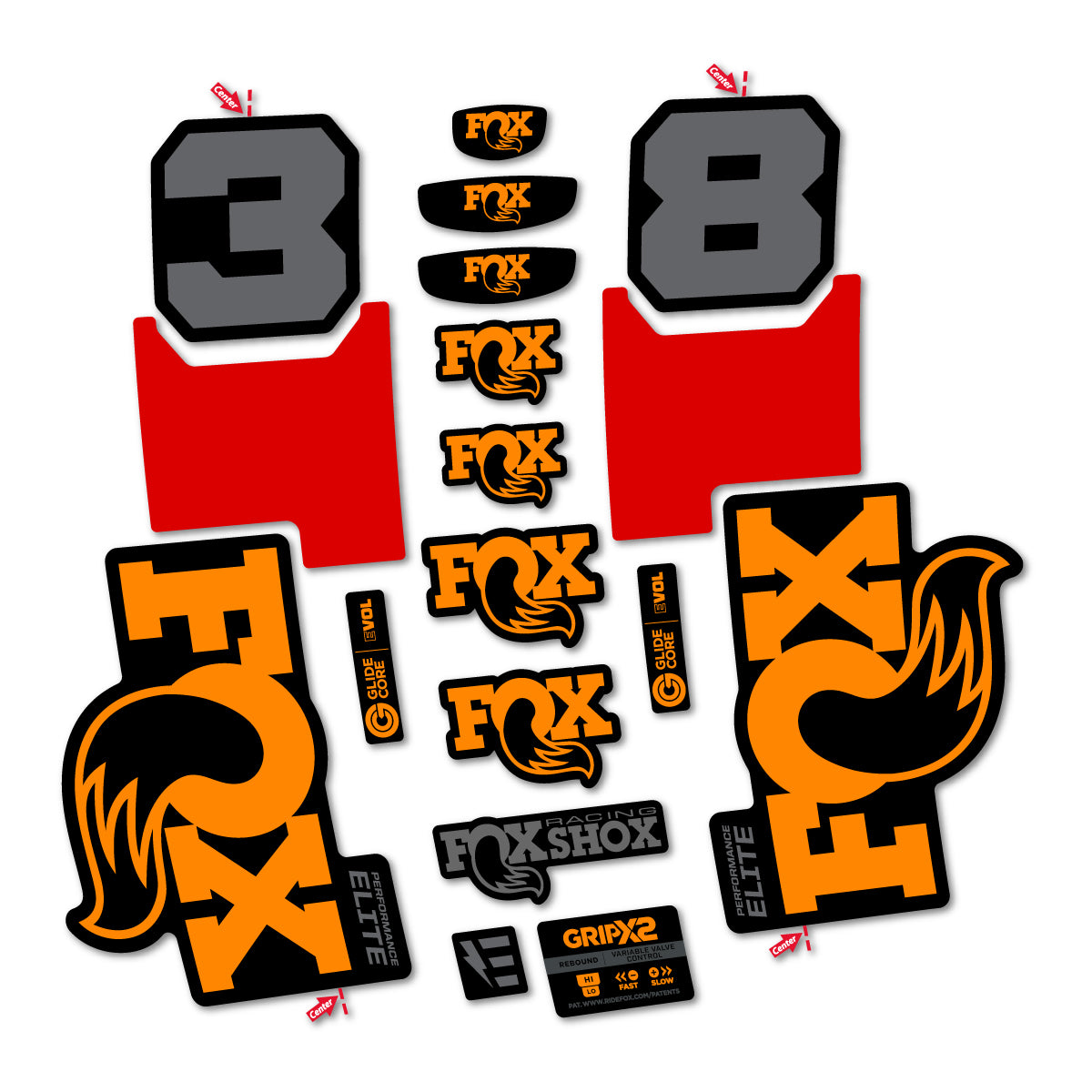 Stickers for Fox 38 Elite 2027, Fork vinyl decals - Saffron Yellow