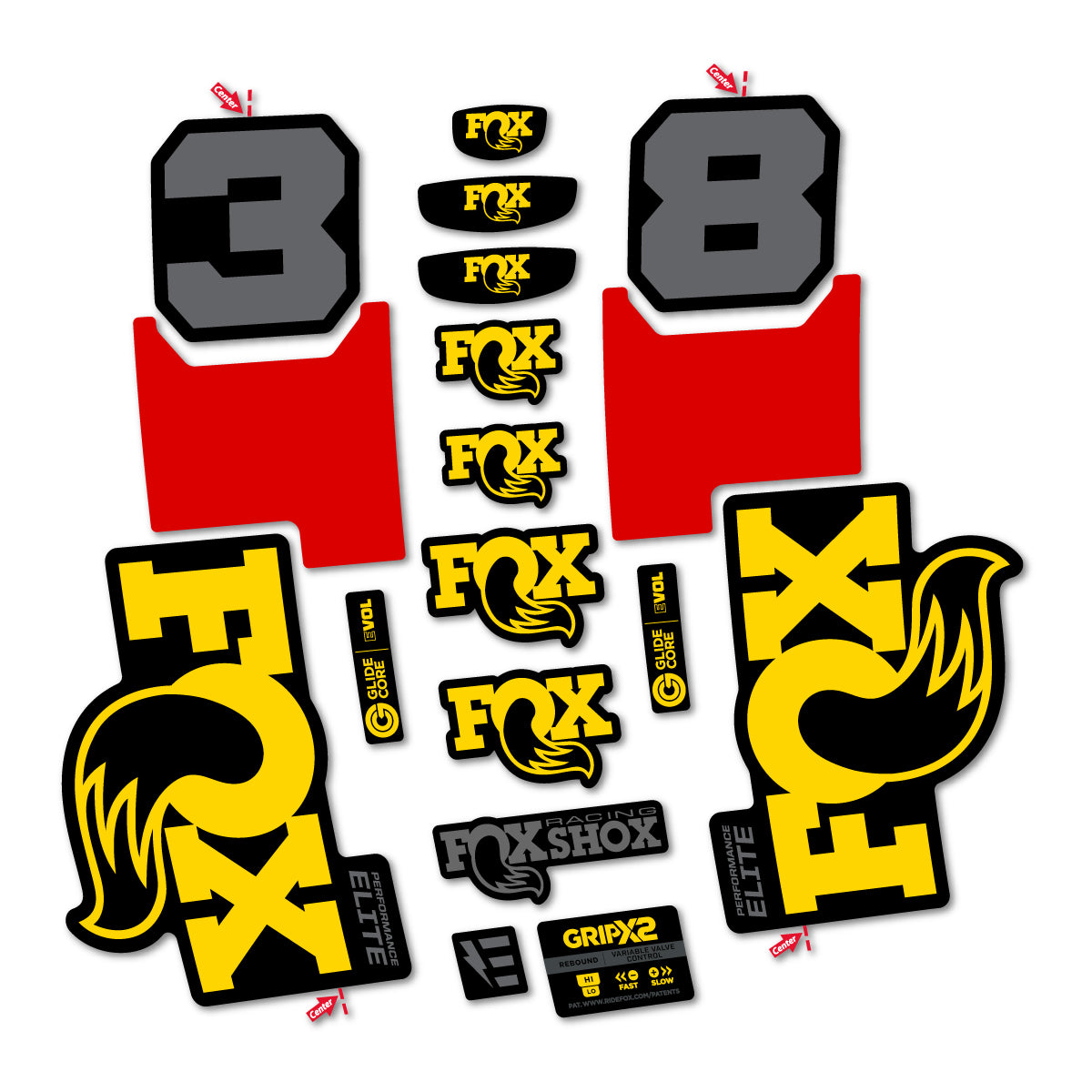 Stickers for Fox 38 Elite 2027, Fork vinyl decals - Banana Yellow