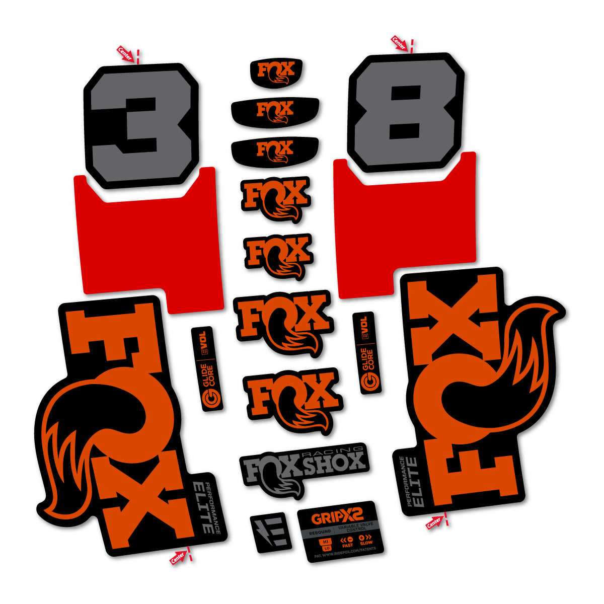 Stickers for Fox 38 Elite 2027, Fork vinyl decals - Clay