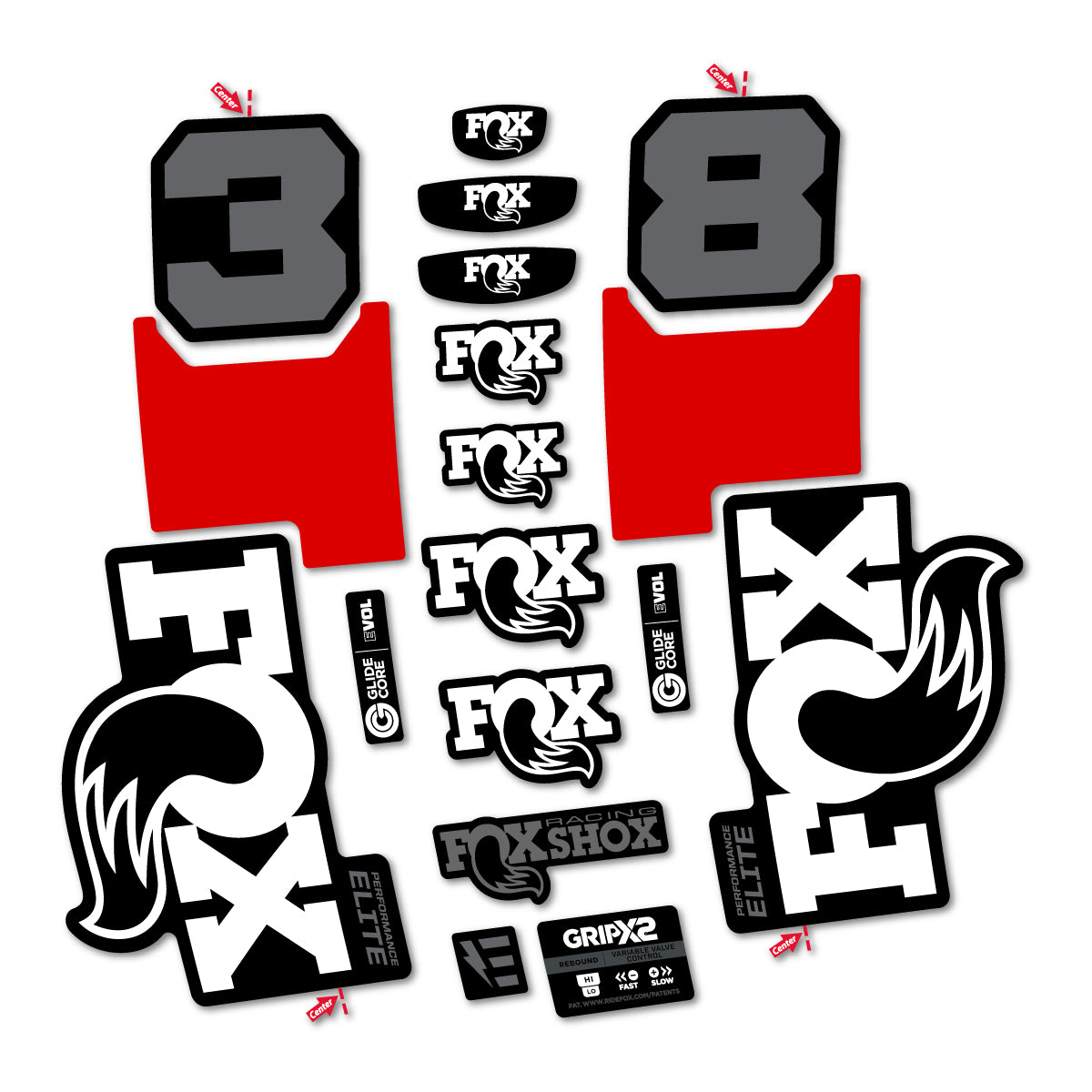 Stickers for Fox 38 Elite 2027, Fork vinyl decals - White