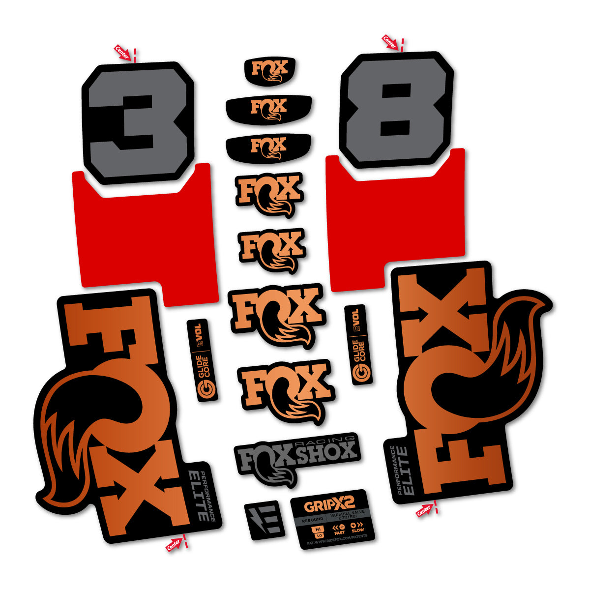 Stickers for Fox 38 Elite 2027, Fork vinyl decals - Bronze