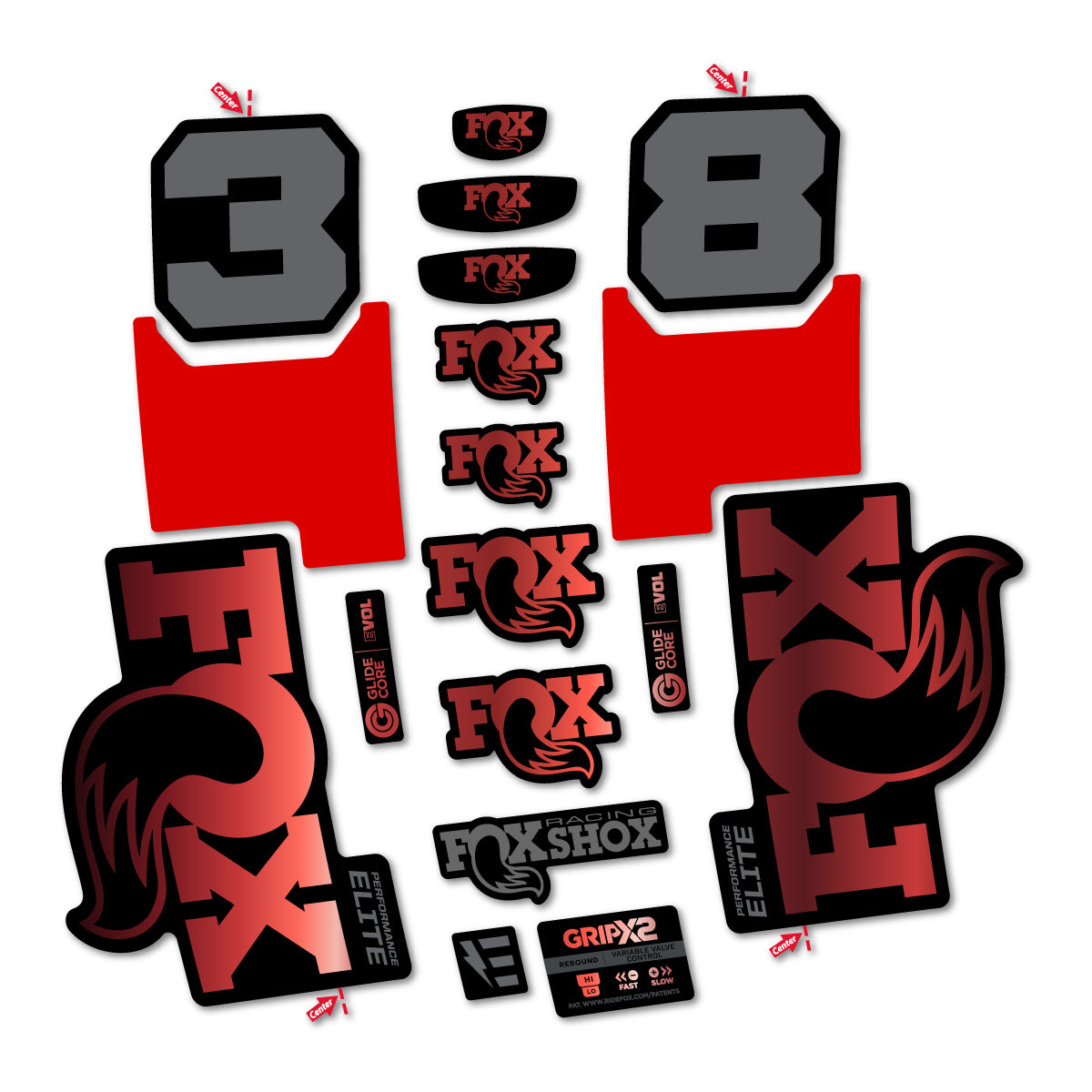 Stickers for Fox 38 Elite 2027, Fork vinyl decals - Copper