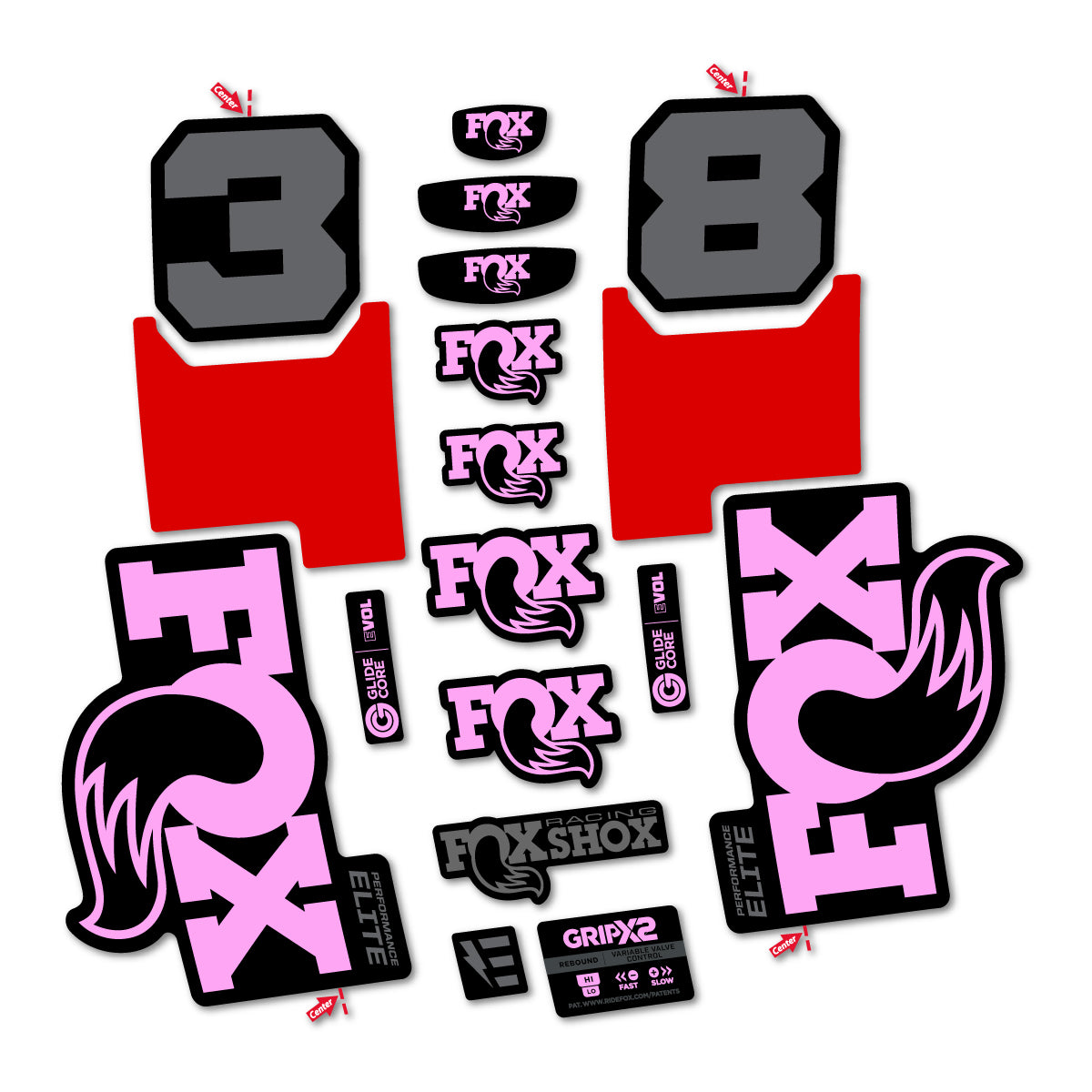Stickers for Fox 38 Elite 2027, Fork vinyl decals - Light Lilac