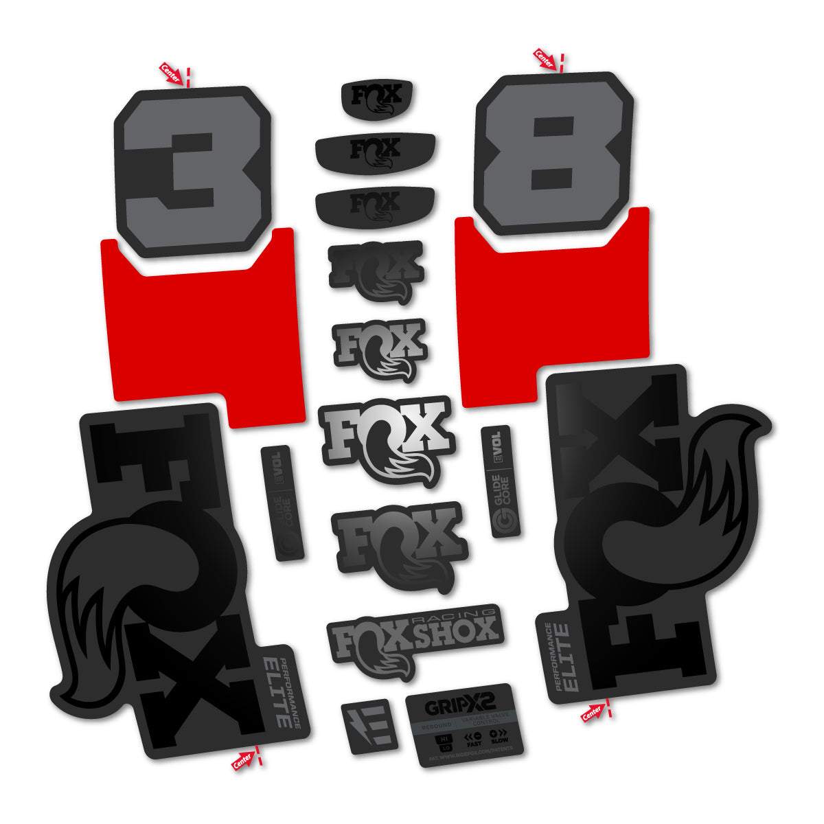 Stickers for Fox 38 Elite 2027, Fork vinyl decals - Black