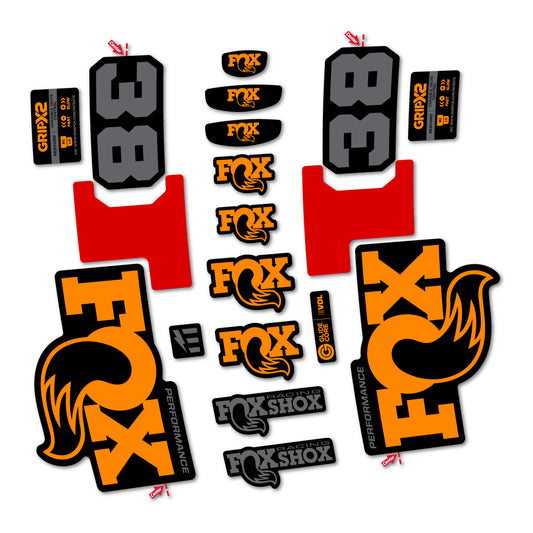 Stickers for Fox 38 Performance 2027, Fork vinyl decals - Saffron Yellow