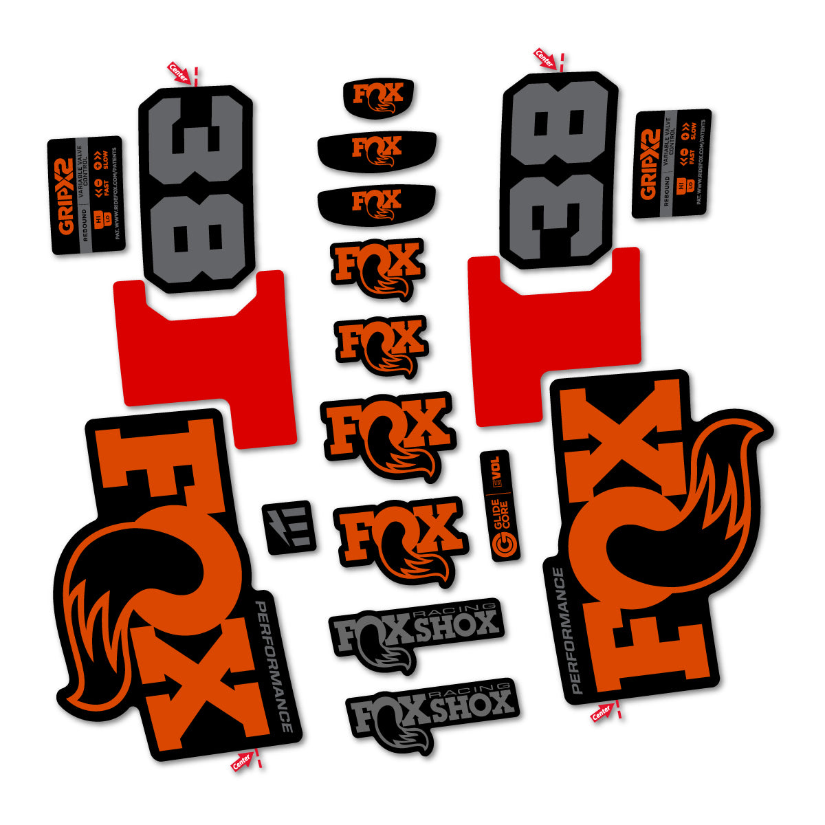 Stickers for Fox 38 Performance 2027, Fork vinyl decals - Clay