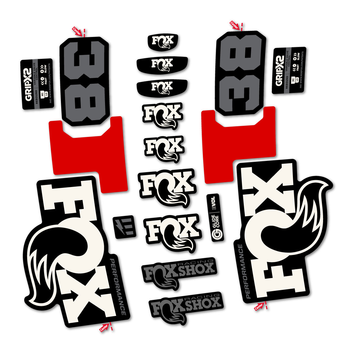 Stickers for Fox 38 Performance 2027, Fork vinyl decals - Bone White