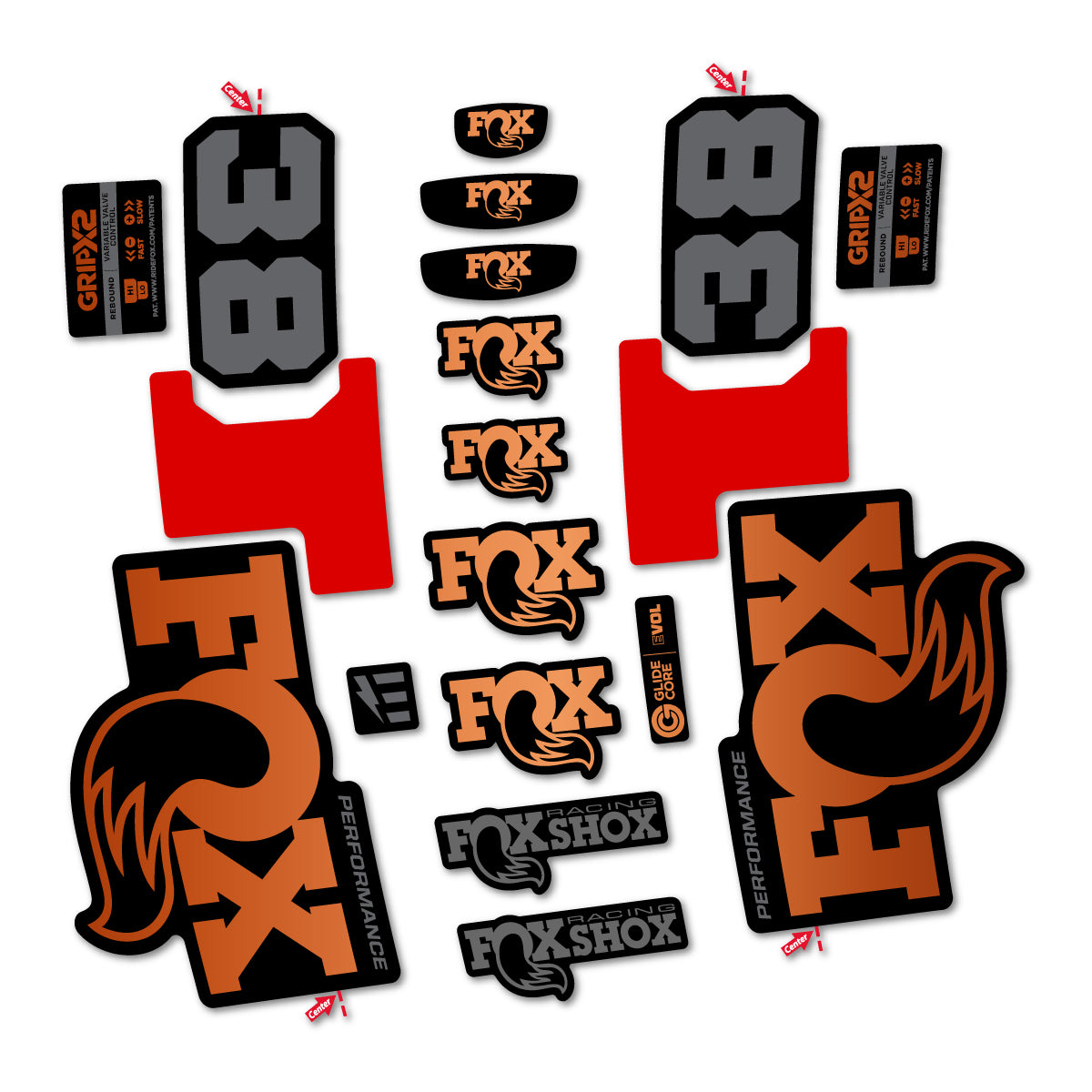 Stickers for Fox 38 Performance 2027, Fork vinyl decals - Bronze