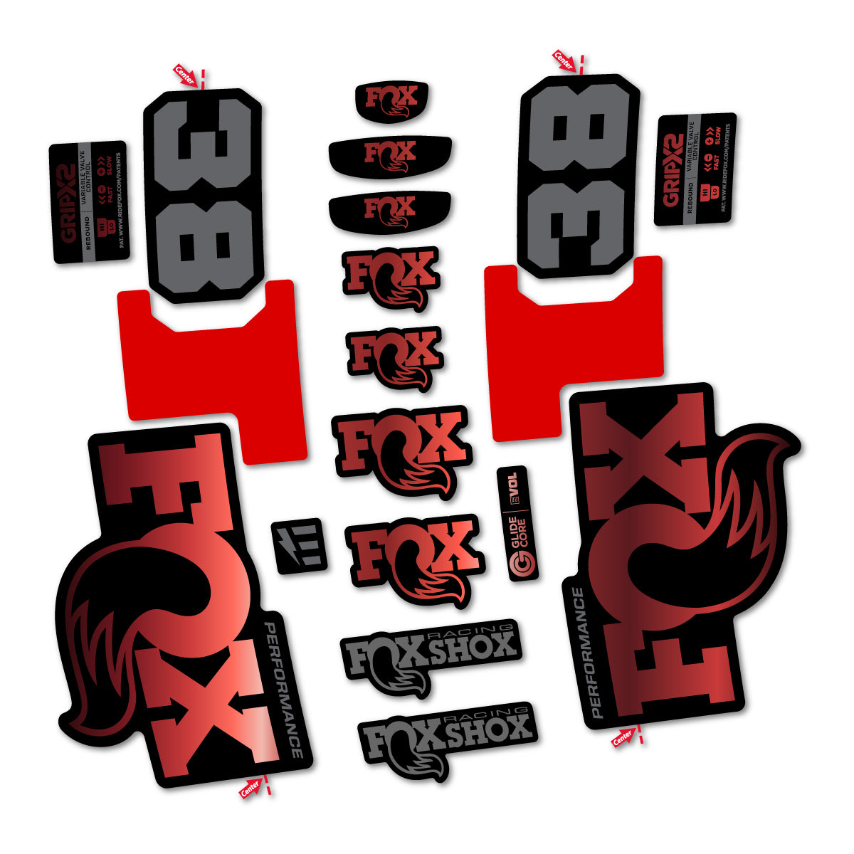 Stickers for Fox 38 Performance 2027, Fork vinyl decals - Copper