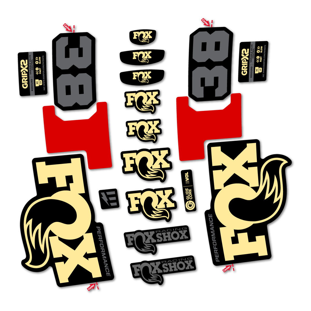 Stickers for Fox 38 Performance 2027, Fork vinyl decals - Cream