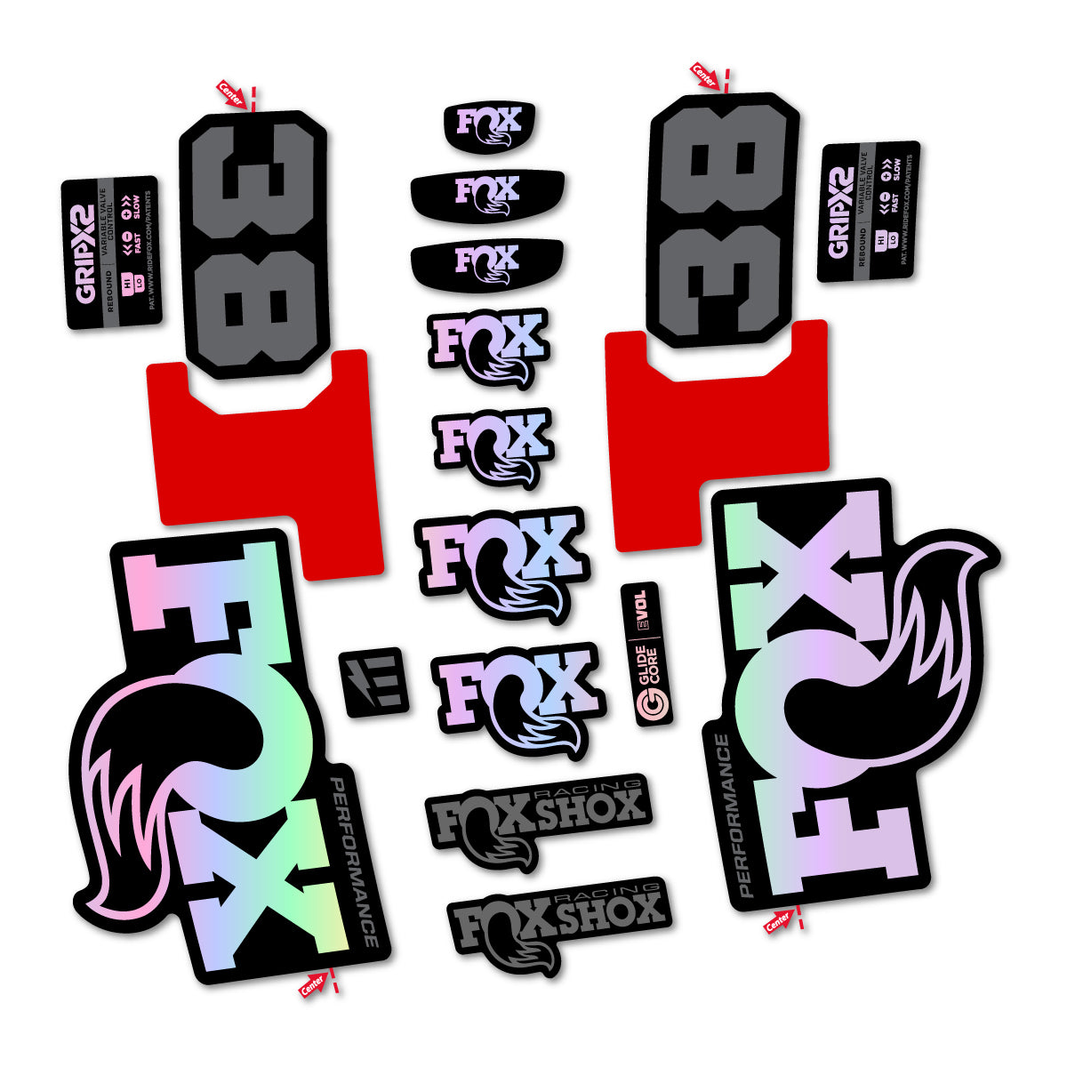 Stickers for Fox 38 Performance 2027, Fork vinyl decals - Hollographic