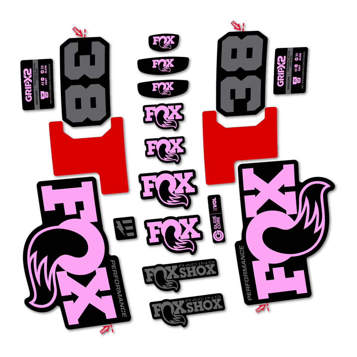 Stickers for Fox 38 Performance 2027, Fork vinyl decals - Light Lilac