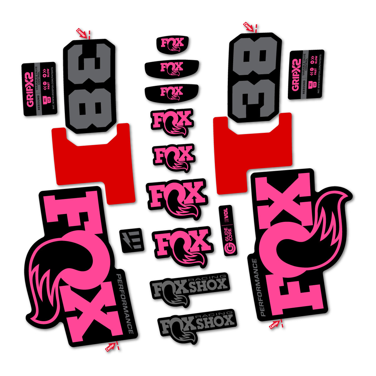 Stickers for Fox 38 Performance 2027, Fork vinyl decals - Bubblegum Pink
