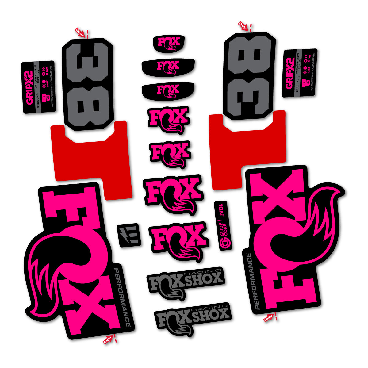 Stickers for Fox 38 Performance 2027, Fork vinyl decals - Fuchsia