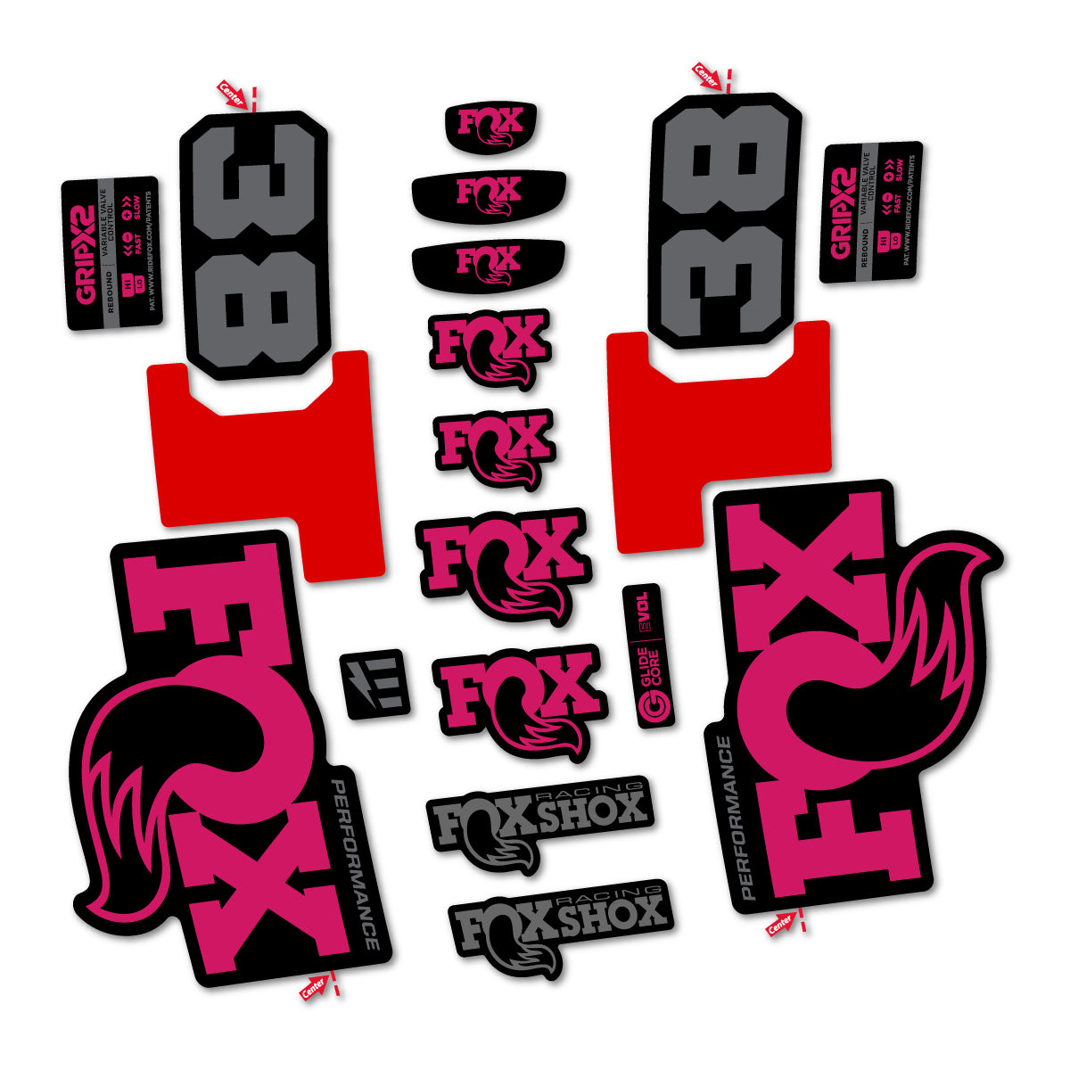 Stickers for Fox 38 Performance 2027, Fork vinyl decals - Dark Pink