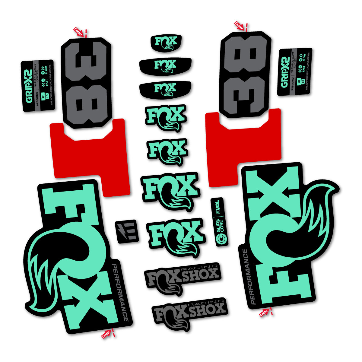 Stickers for Fox 38 Performance 2027, Fork vinyl decals - Mint