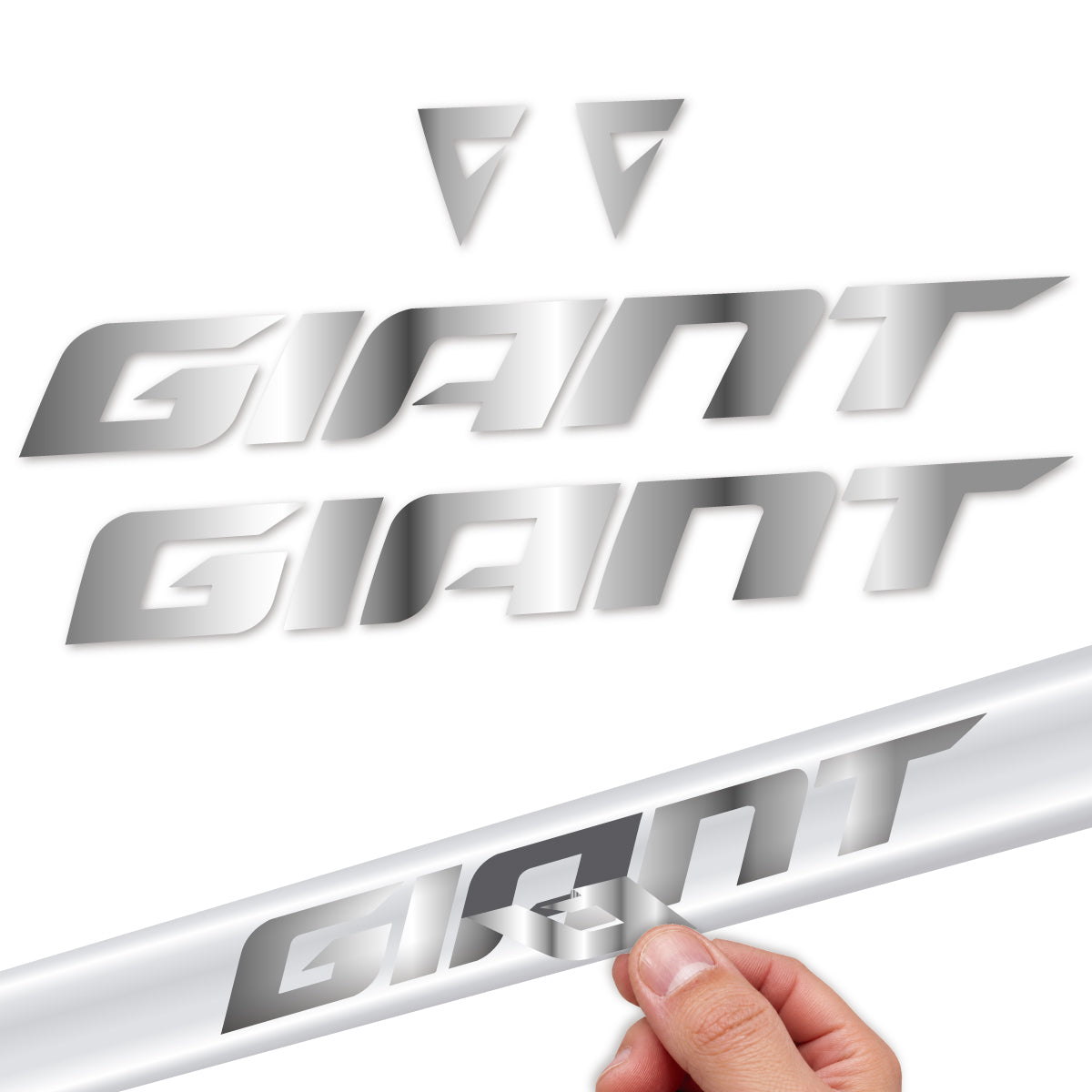 Compatible Stickers for Giant TCR 2025-2026, Frame vinyl decals - Chrome Silver