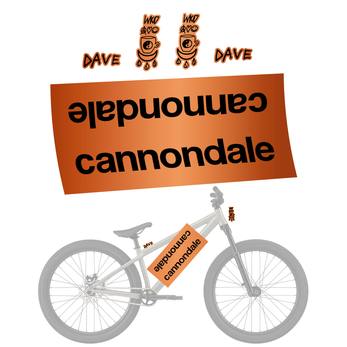 Compatible Stickers for Cannondale Dave v2, Helmet vinyl decals - Bronze