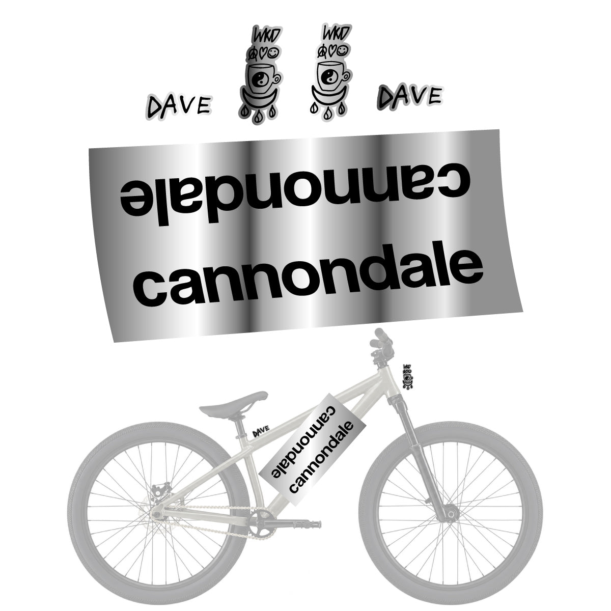 Compatible Stickers for Cannondale Dave v2, Helmet vinyl decals - Chrome Silver
