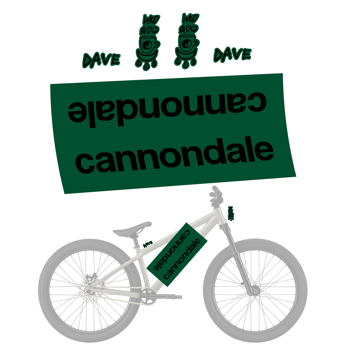 Compatible Stickers for Cannondale Dave v2, Helmet vinyl decals - Dark Green