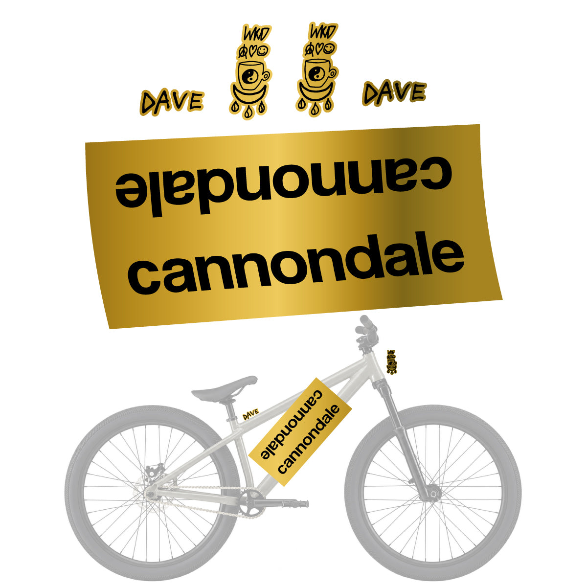 Compatible Stickers for Cannondale Dave v2, Helmet vinyl decals - Gold