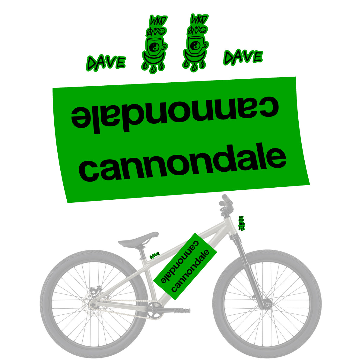 Compatible Stickers for Cannondale Dave v2, Helmet vinyl decals - Green