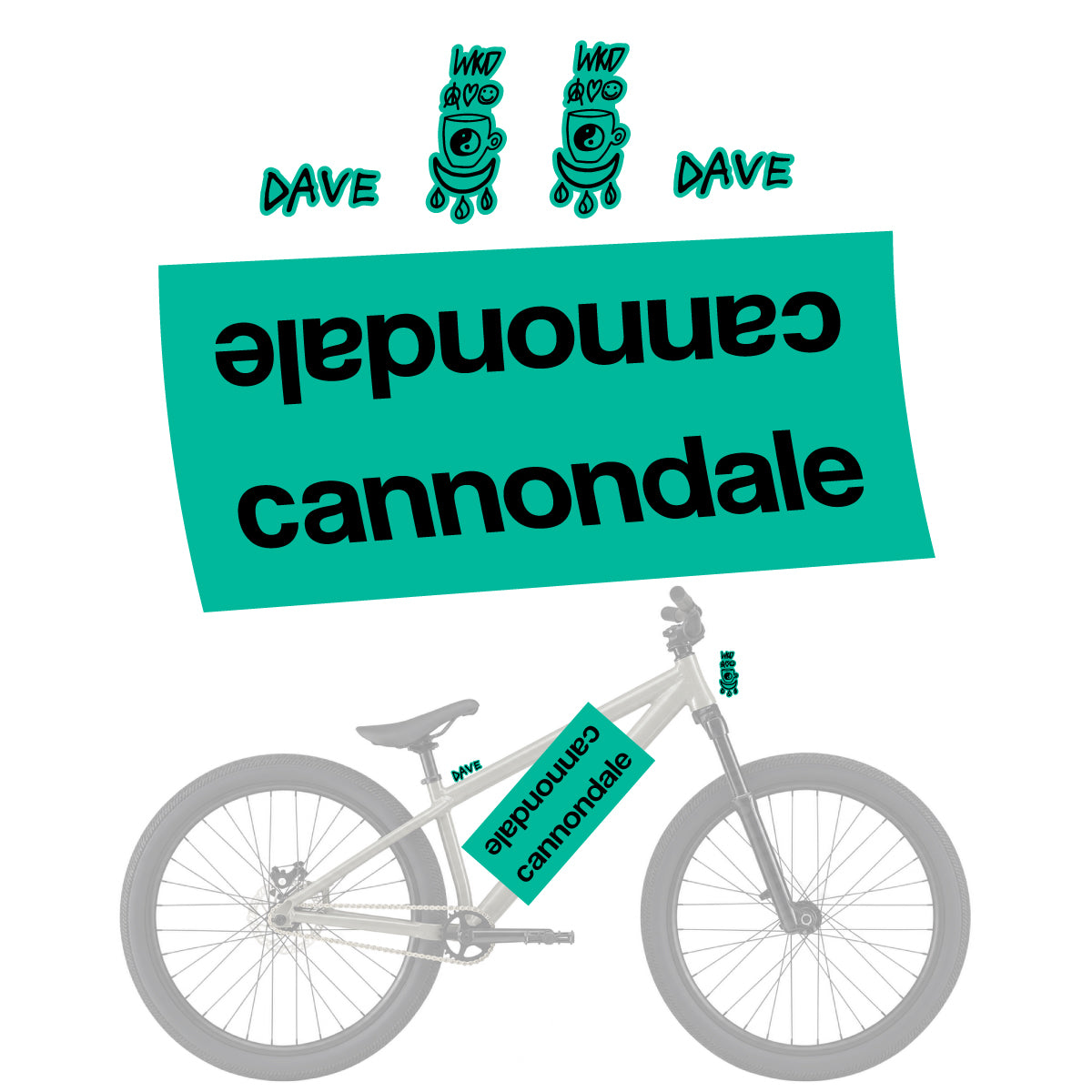 Compatible Stickers for Cannondale Dave v2, Helmet vinyl decals - Green Turquoise