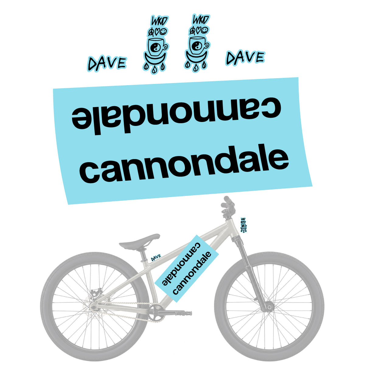 Compatible Stickers for Cannondale Dave v2, Helmet vinyl decals - Sky Blue