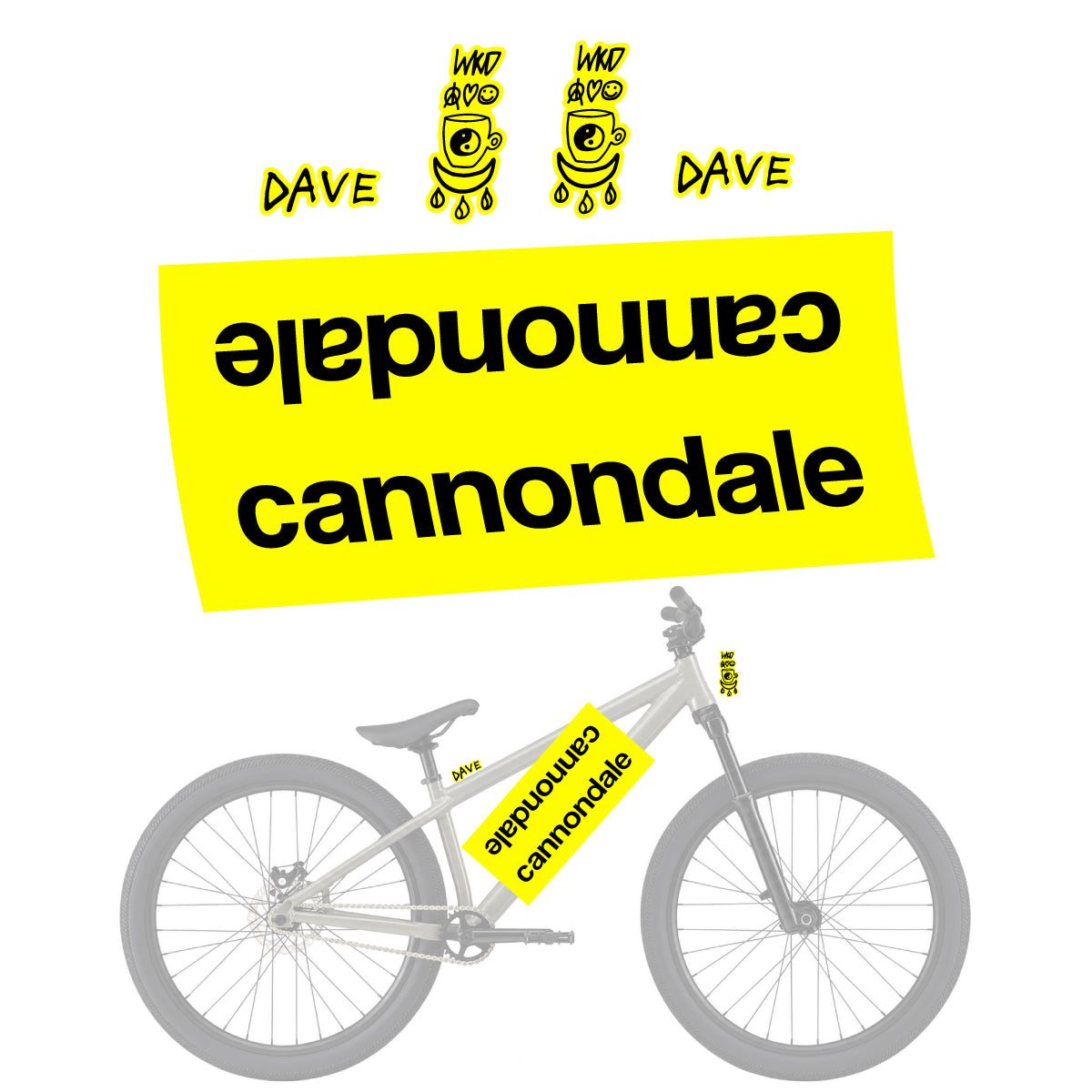 Compatible Stickers for Cannondale Dave v2, Helmet vinyl decals - Lemon Yellow