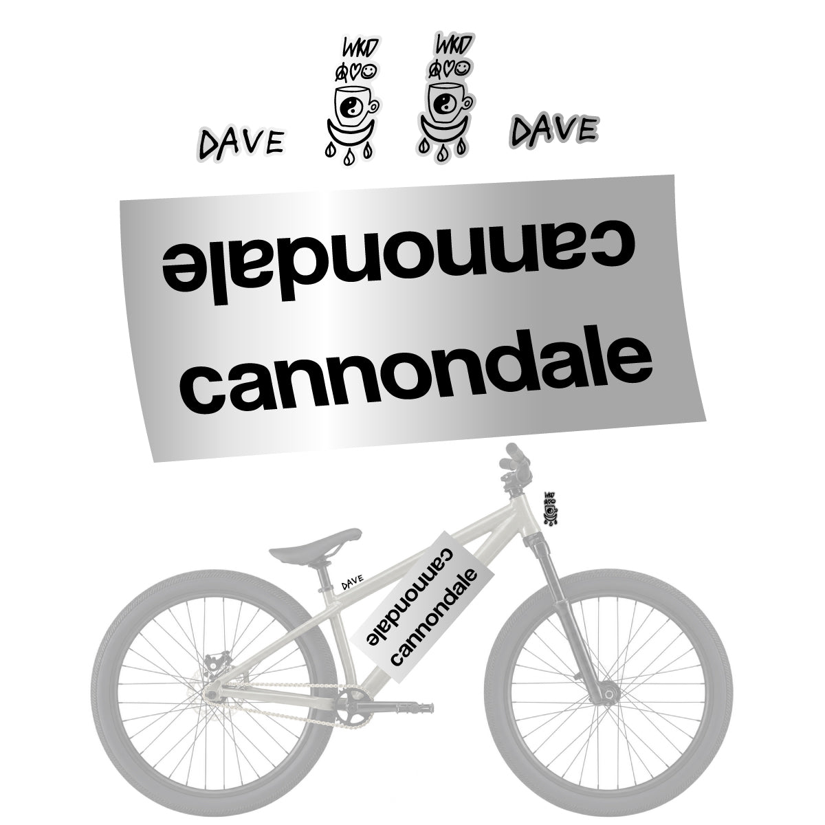 Compatible Stickers for Cannondale Dave v2, Helmet vinyl decals - Light Silver