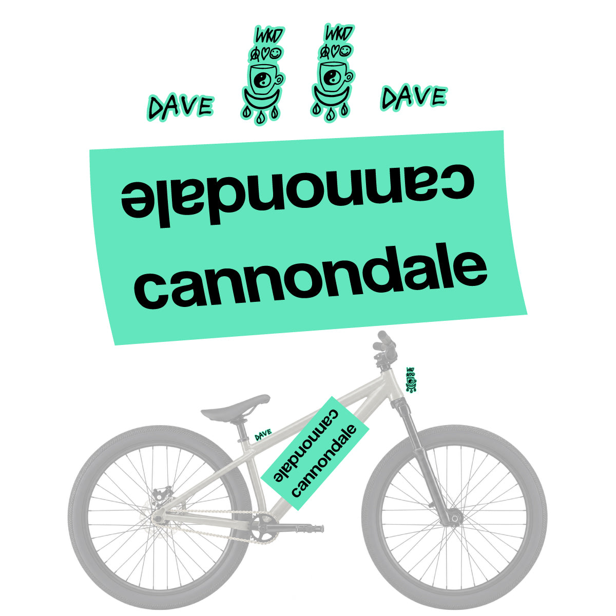 Compatible Stickers for Cannondale Dave v2, Helmet vinyl decals - Mint