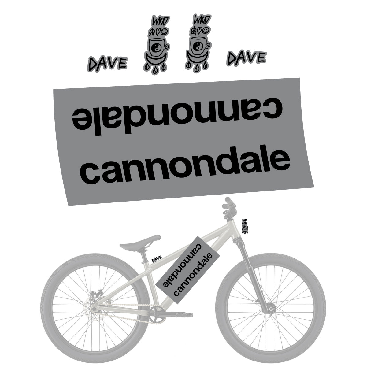 Compatible Stickers for Cannondale Dave v2, Helmet vinyl decals - Traffic Grey