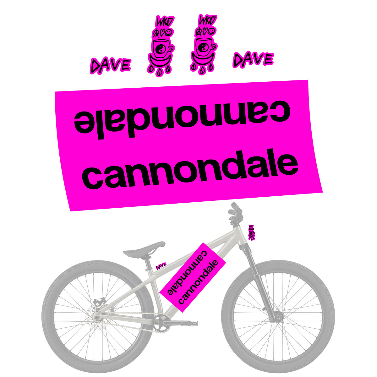 Compatible Stickers for Cannondale Dave v2, Helmet vinyl decals - Fuchsia Neon