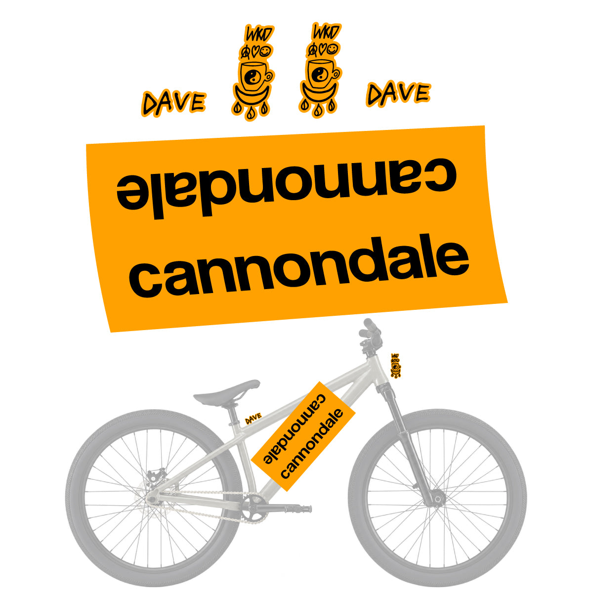 Compatible Stickers for Cannondale Dave v2, Helmet vinyl decals - Orange Yellow