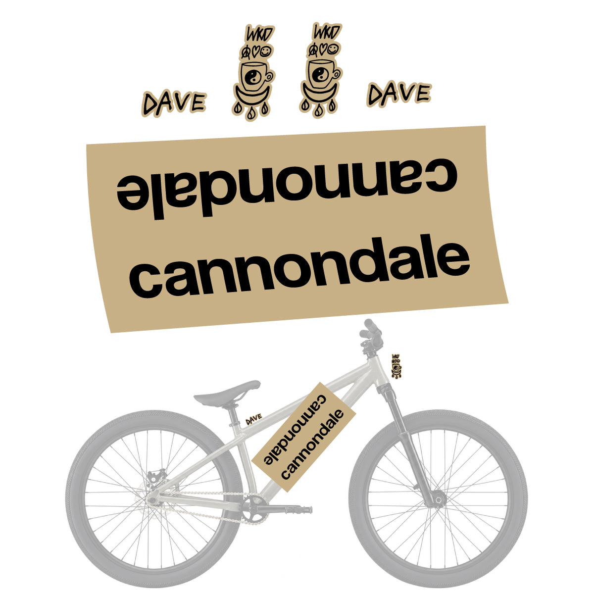 Compatible Stickers for Cannondale Dave v2, Helmet vinyl decals - Sand