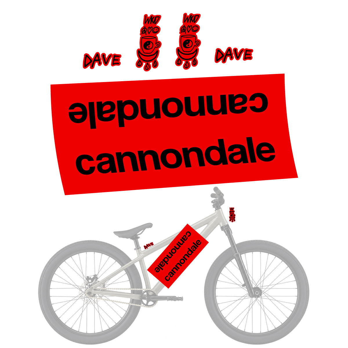 Compatible Stickers for Cannondale Dave v2, Helmet vinyl decals - Red