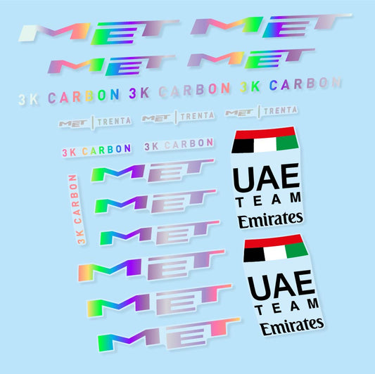 Hollographic decal for MET Trenta 3K Carbon UAE helmet – bike sticker vinyl