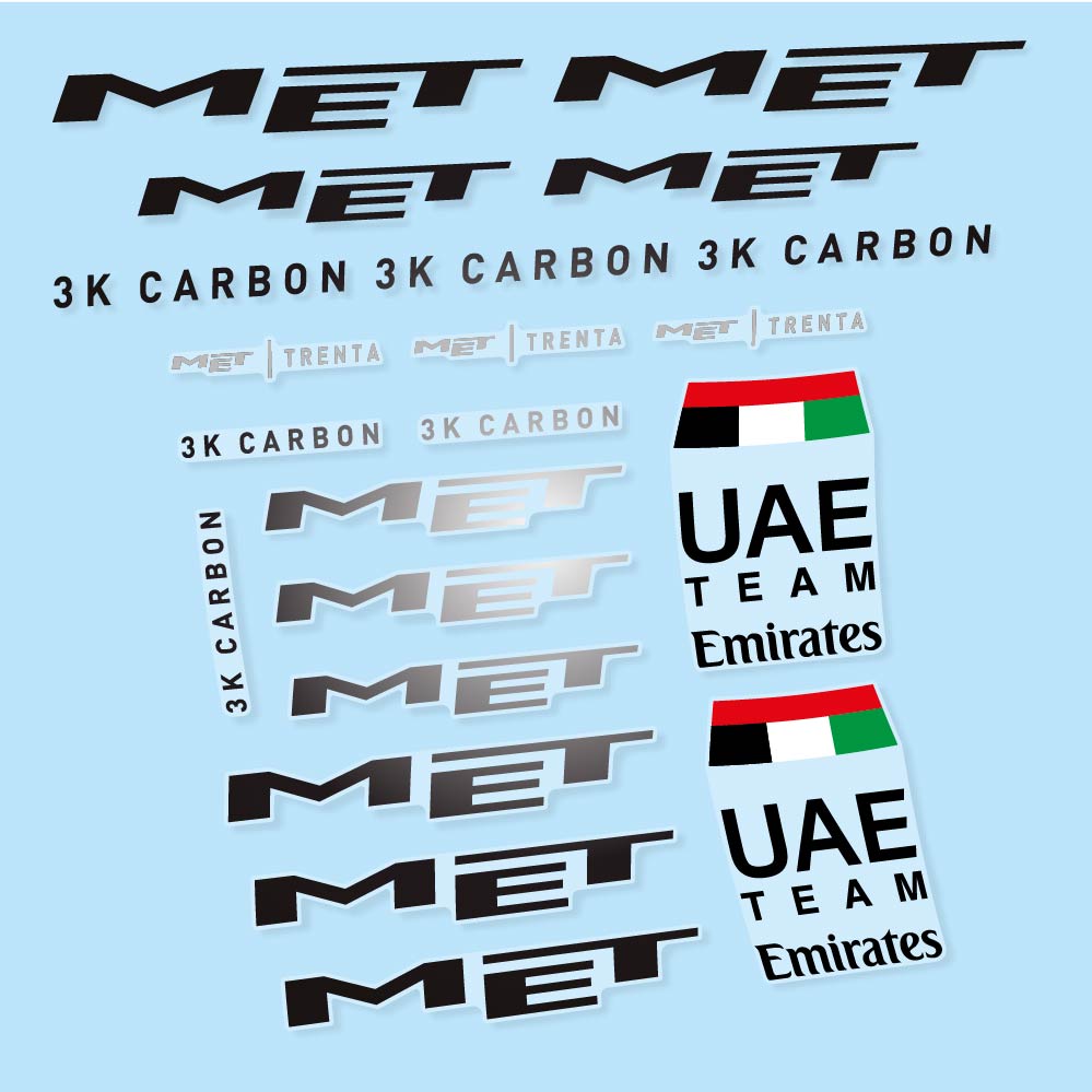 Decal MET Trenta 3K Carbon UAE, Helmet, bike sticker vinyl