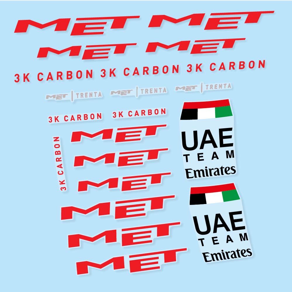 Decal MET Trenta 3K Carbon UAE, Helmet, bike sticker vinyl