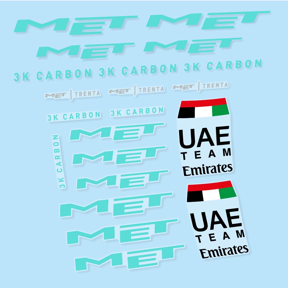 Decal MET Trenta 3K Carbon UAE, Helmet, bike sticker vinyl